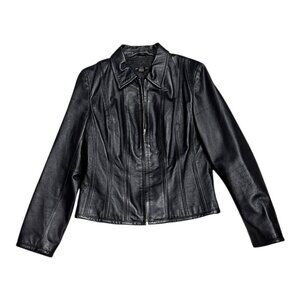 MODA Genuine Leather Vintage Y2K Black leather Casual Jacket Womens Medium